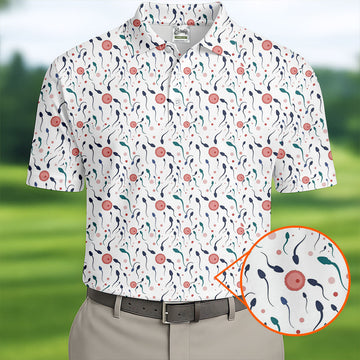 Funny Crazy Egg Fertilization White Golf Shirt, Golf Gifts For Valentine's Day, Polo ShirtFor Men