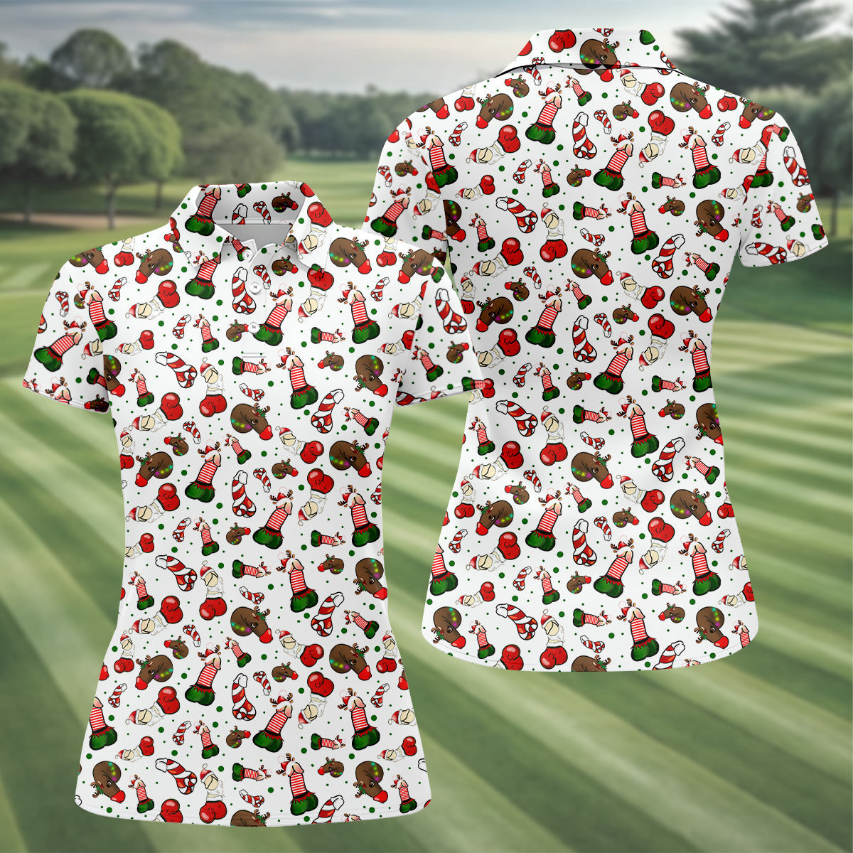 Funny Christmas Women's Golf Tops, Funny Dirty Ladies Golf Polos, Christmas Golf Shirt, Golfing Apparel