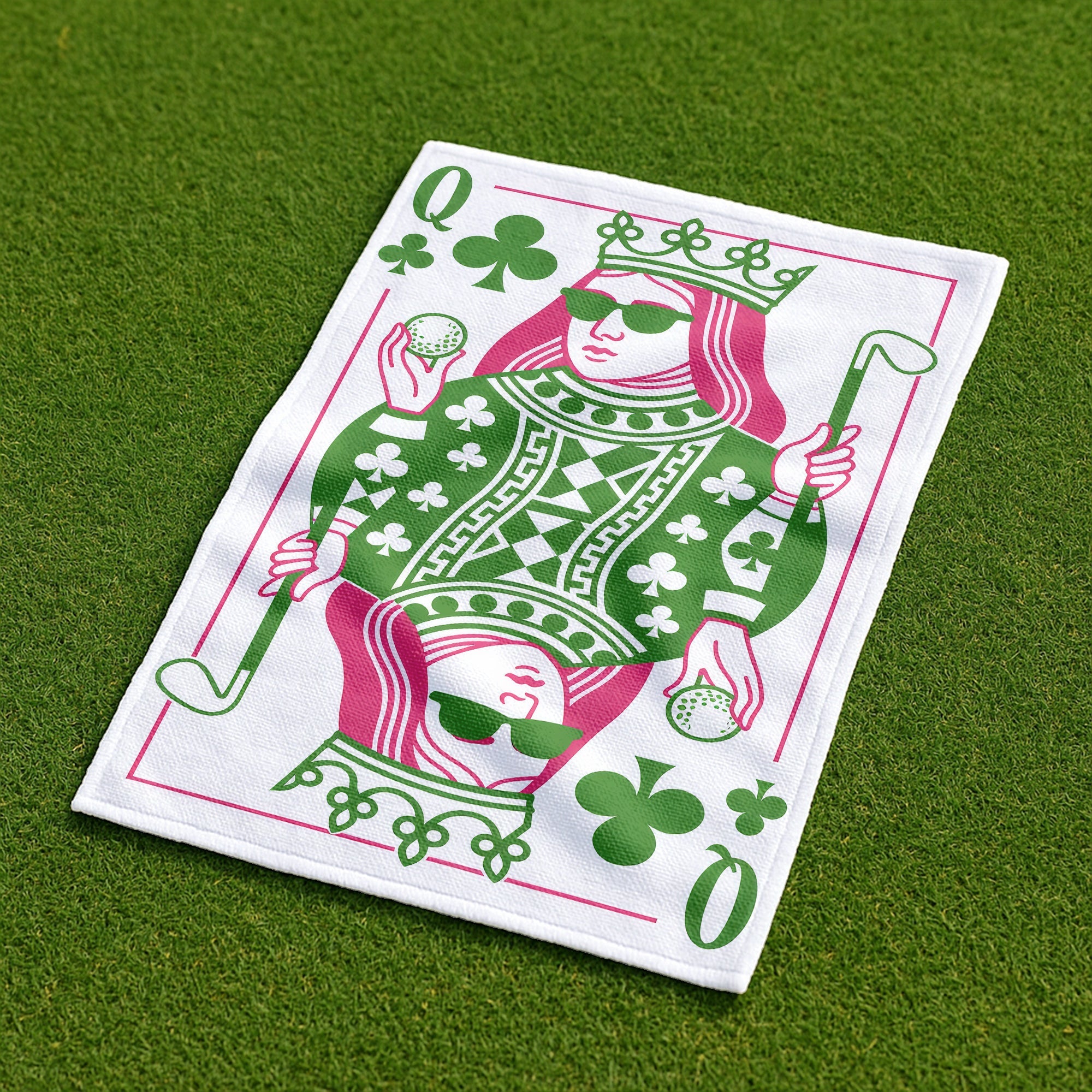 Queen Of Clubs Playing Card Golf Towel, Microfiber Golf Towel, Golf Accessories