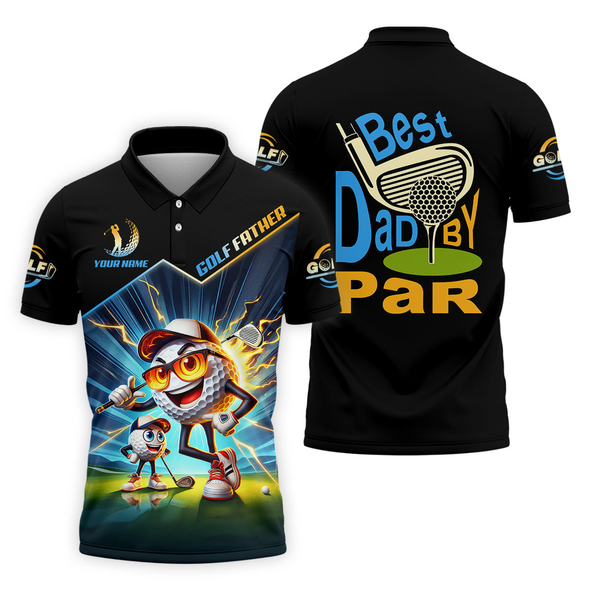Best Dad By Par Golf Father Custom Men's Golf Polo ShirtFunny Golf Shirt, Christmas Golf Gift