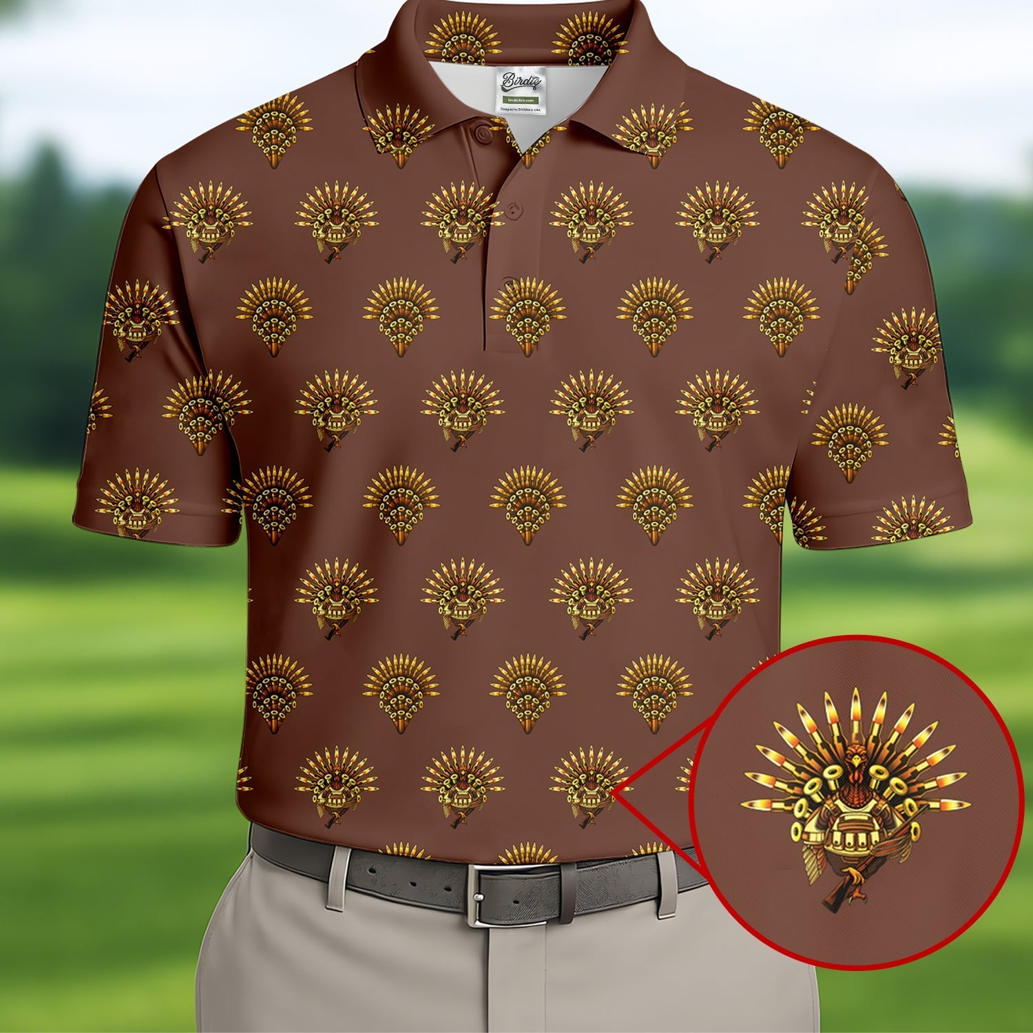 Army Turkey Thanksgiving Golf Tops For Men, Fun Golf Shirts For Men, Christmas Golf Shirt, Polo ShirtFor Men