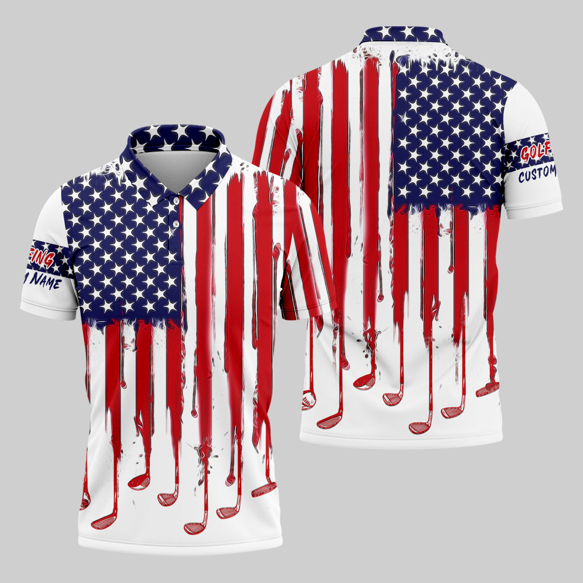 American Flag Custom Golf Polo ShirtS Patriotic Pride Men's Golf Polo Shirtatriotic Golf Shirt, USA Golf Shirt