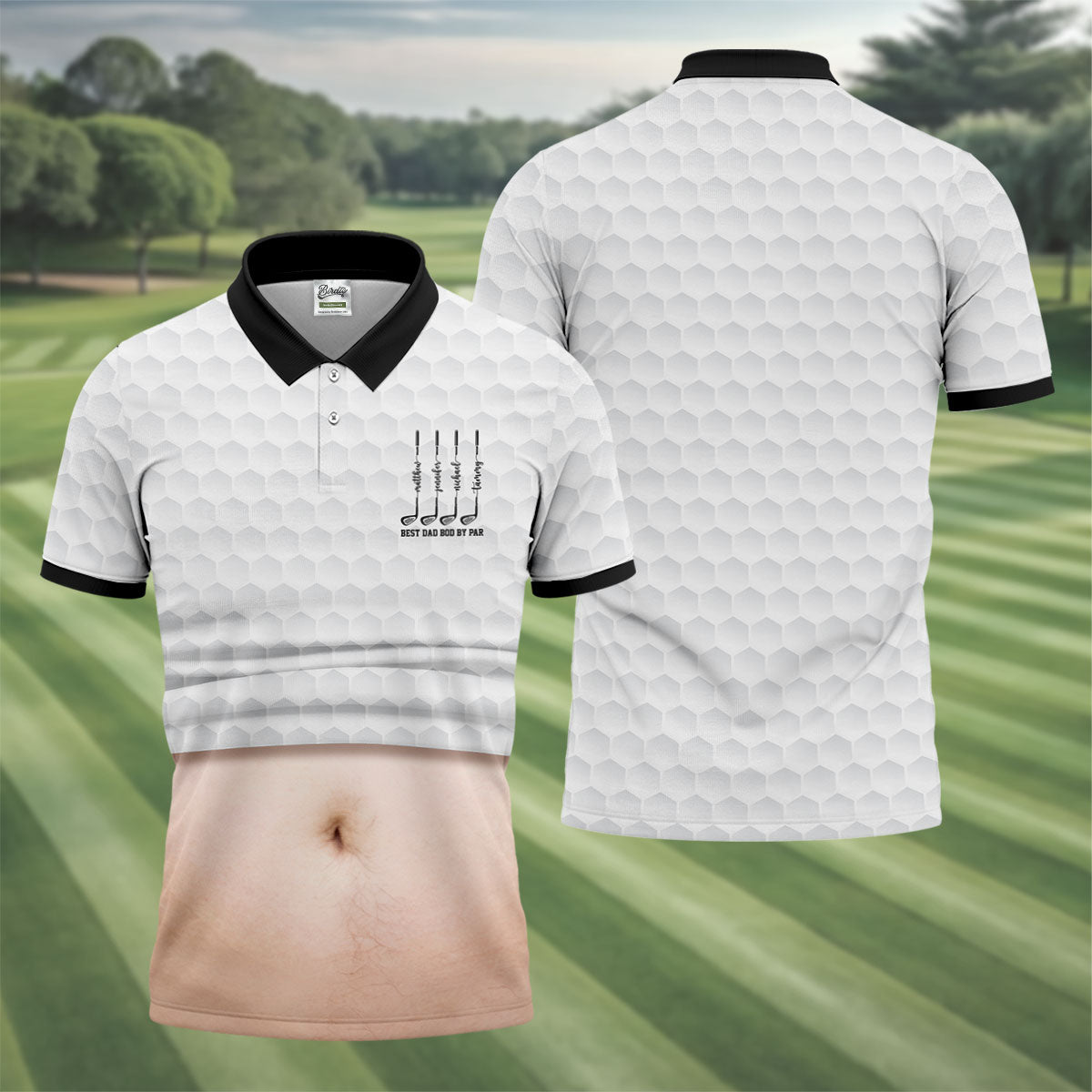 Best Dad Bod By Par White Men's Funny Golf Polo Shirtr's Day Golf Shirt, Golf Gift For Dad