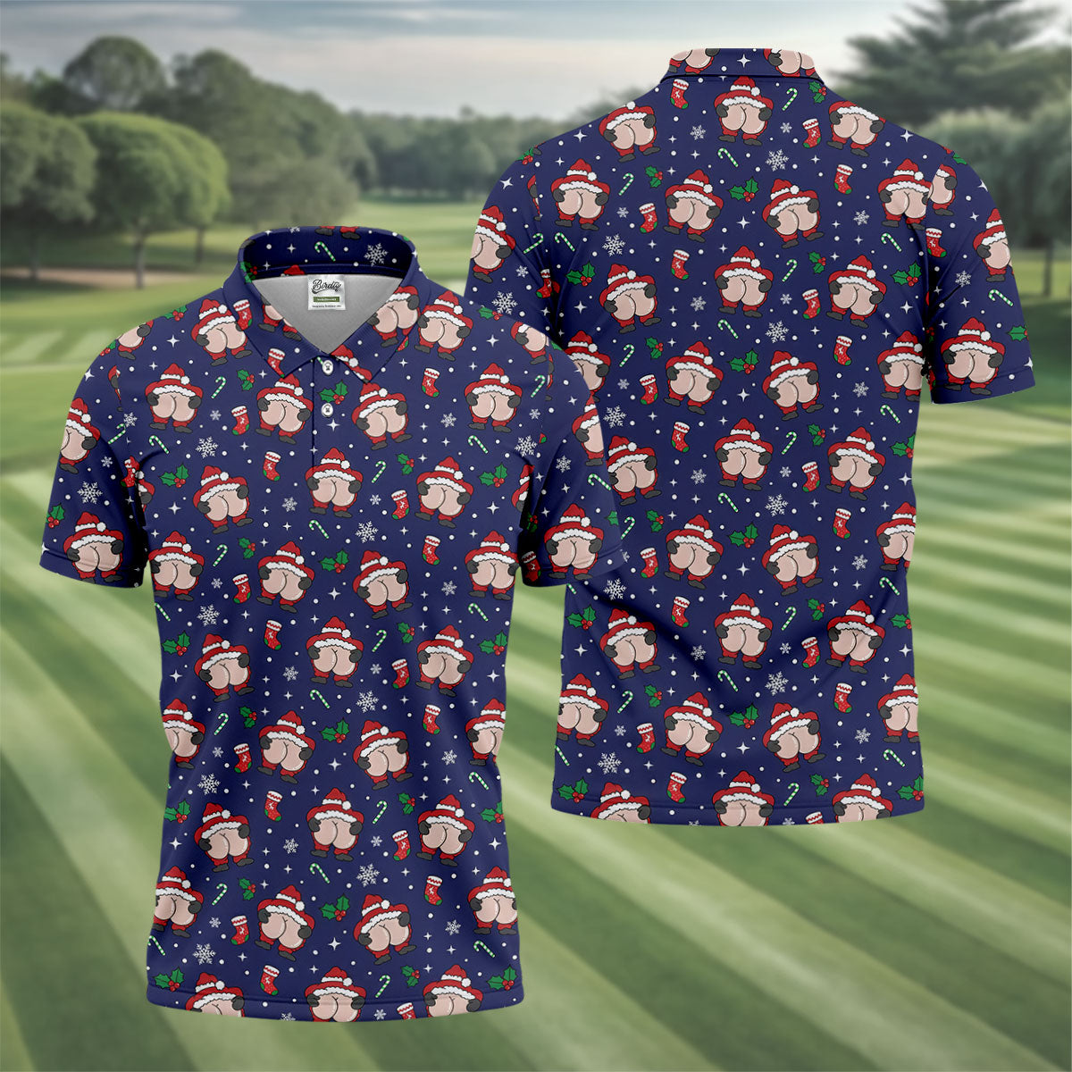 Funny Santa Christmas Golf Tops For Men, Christmas Golf Shirt, Polo Shirtor Men, Golfing Apparel