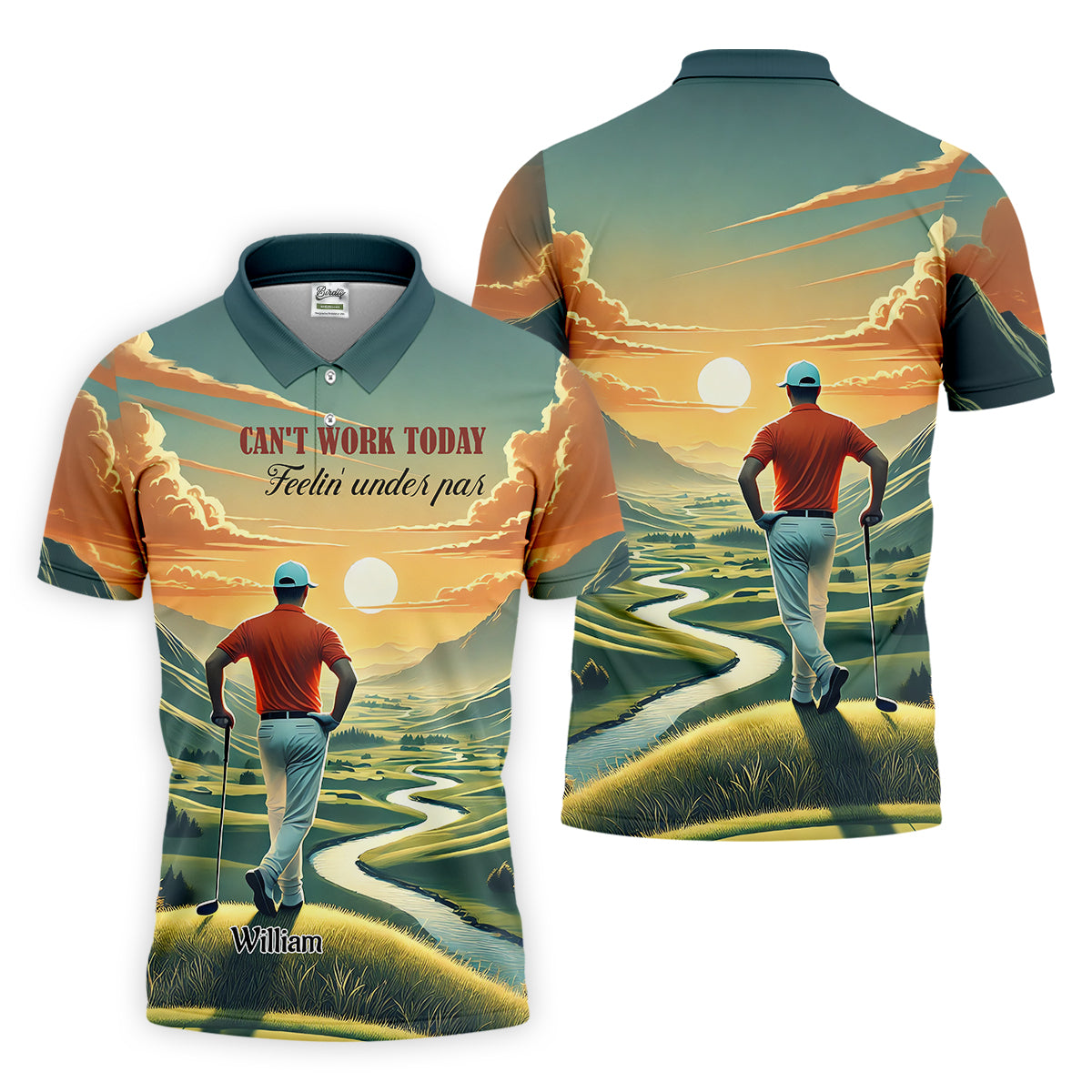Can't Work Today Feelin' Under Par Custom Funny Golf Polo ShirtDad Golf Gifts