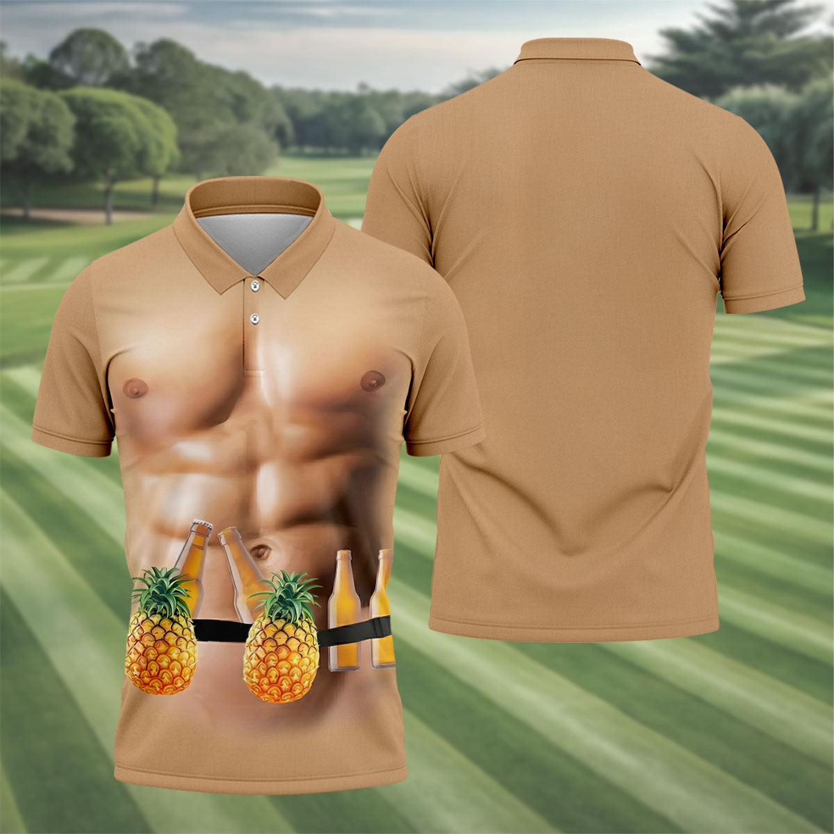 Funny Muscle Man Pineapple Beer Hawaiian Golf Shirt, Polo Shirtor Men, Golfing Apparel