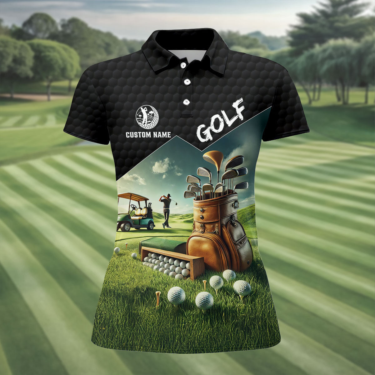 Custom Name Golf Course Club Bag Polo Shirt, Women’s Golf Polo, Golf Shirts For Women