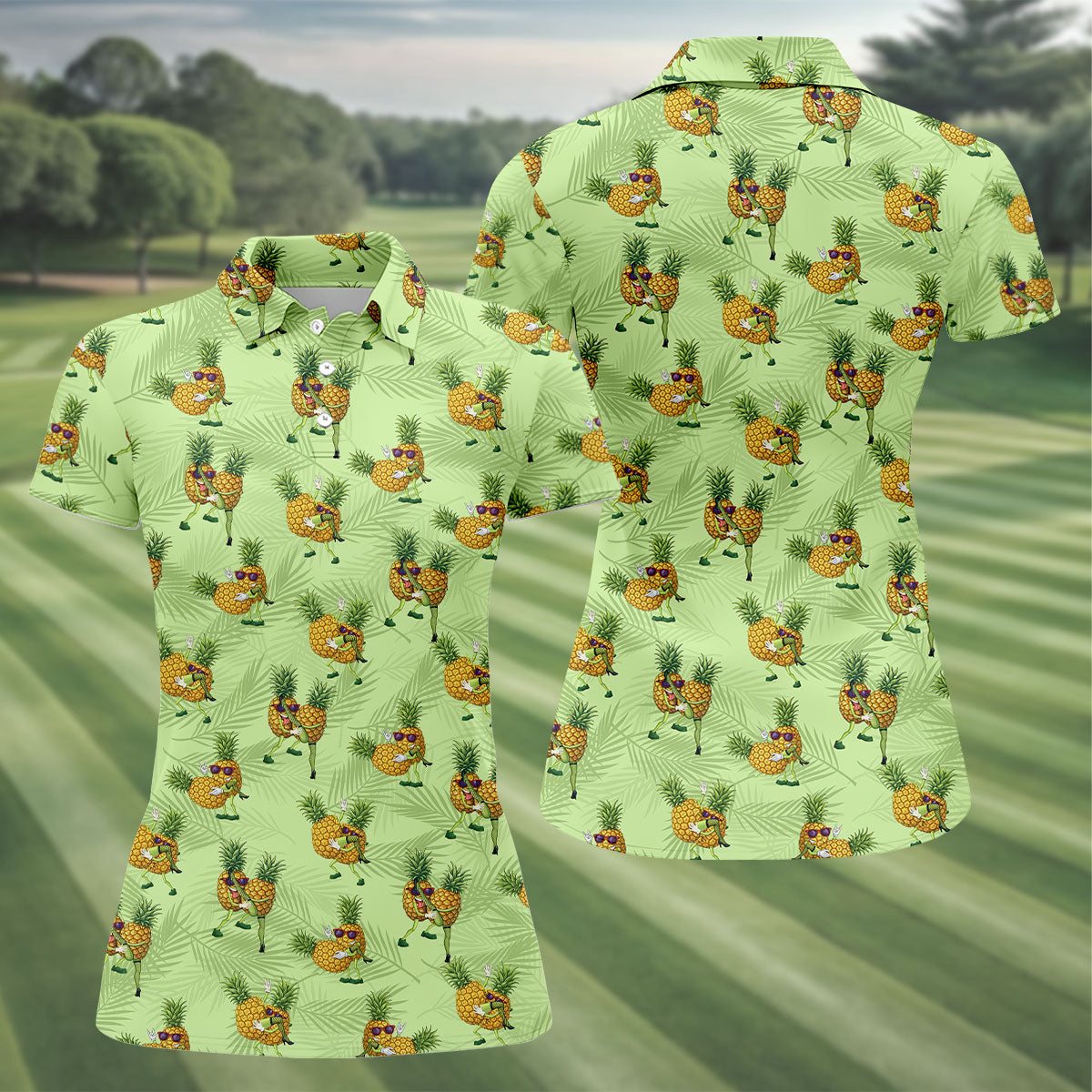 Pineapple Couple Naughty Position Fun Women's Golf Shirts, Valentines Golf Gift, Ladies Golf Polos