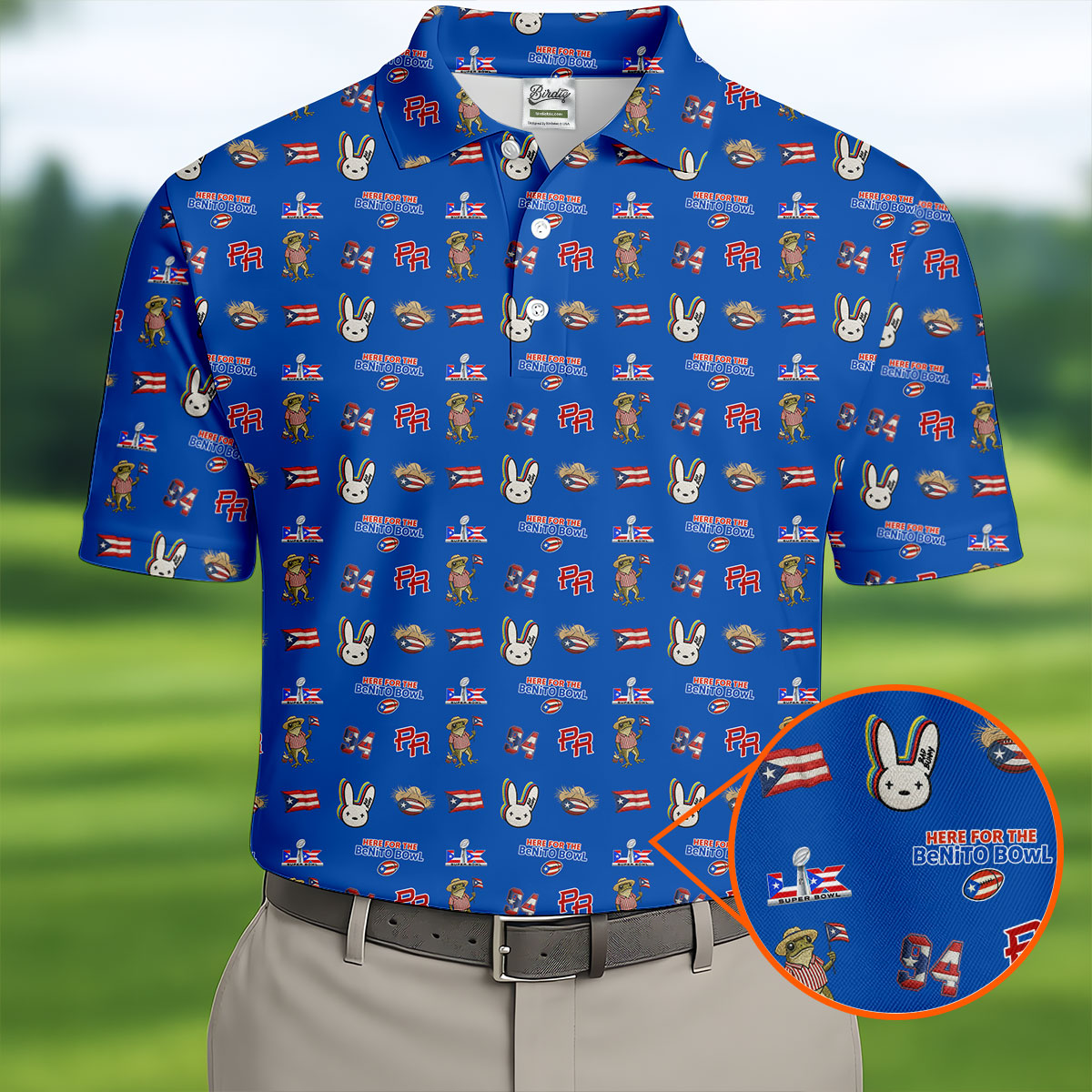 Here For The Benito Bowl Football Theme Blue Men Polo, American Football League Gift Ideas For Football Fans