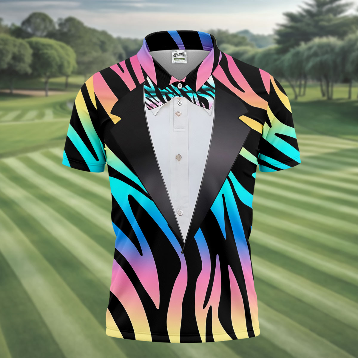 Colorful Zebra Funny Costume Hawaiian Golf Shirt, Polo Shirtor Men, Golf Shirts For Men