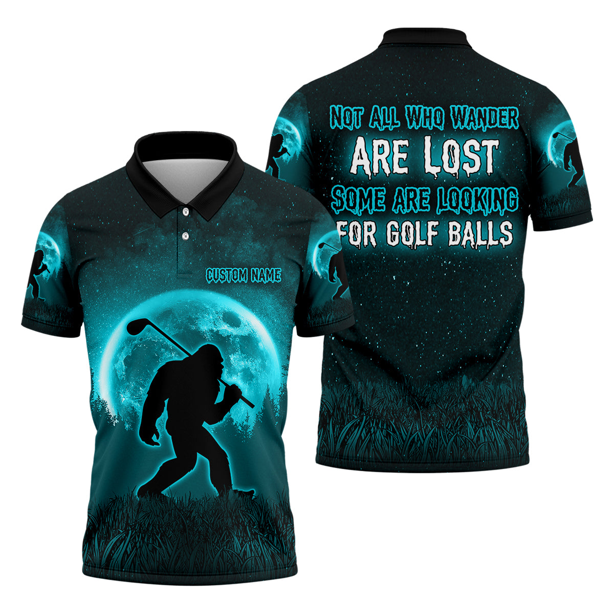 Not All Who Wander Are Lost Bigfoot Golf Polo Shirtens Golf Gift, Funny Golf Shirt