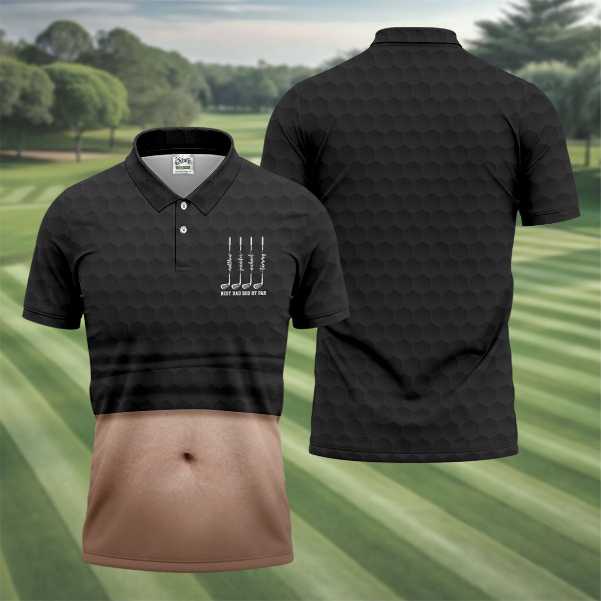 Best Dad Bod By Par Black Men's Funny Golf Polo Shirtr's Day Golf Shirt, Golf Gift For Dad
