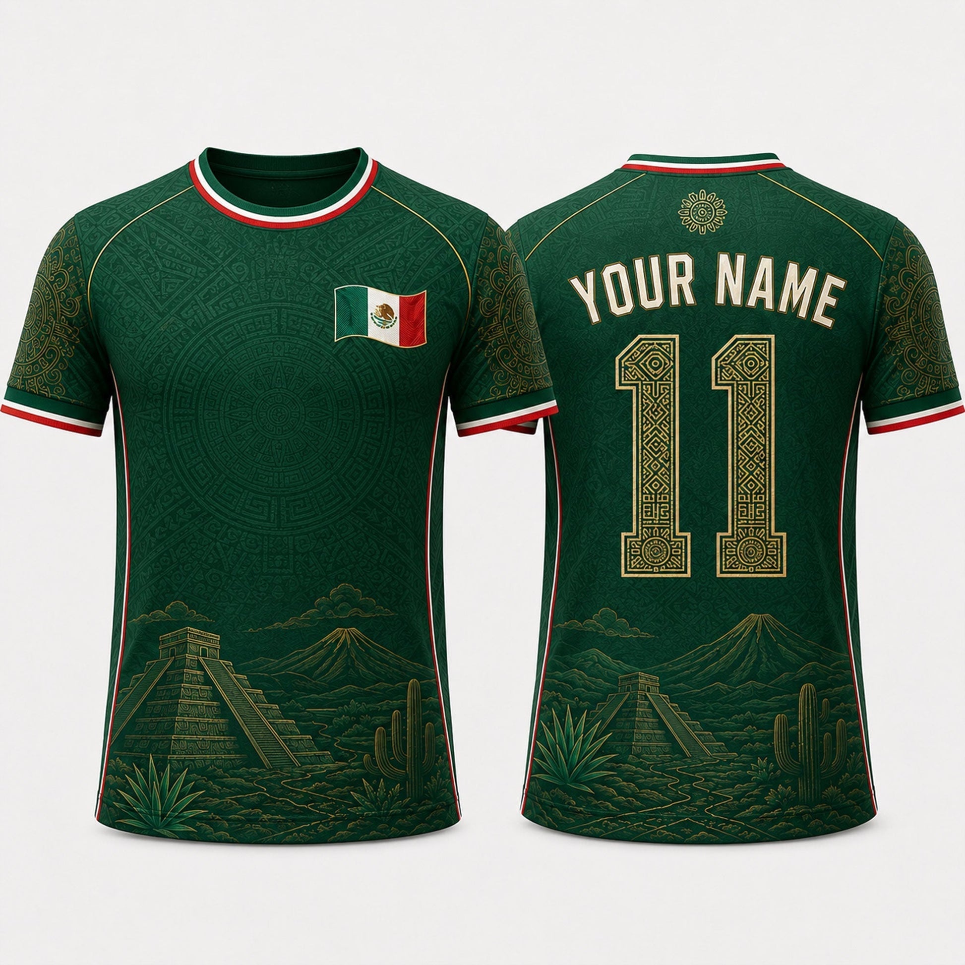 Mexican Landscape Fooball Shirt, V-NeckMen Football Lover, Mexico Team Football Gifts