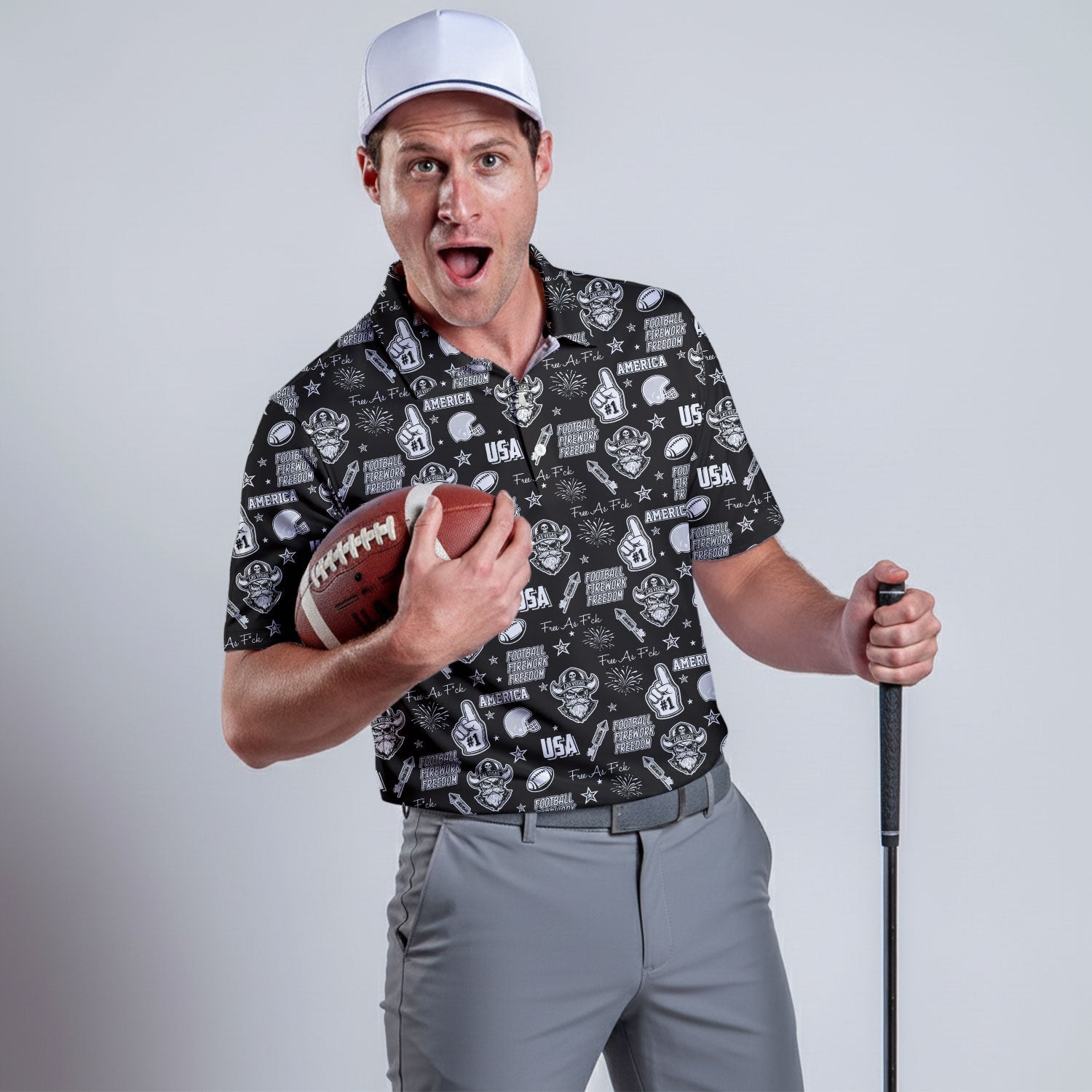 Pirate Black Silver White Sport Polo, American Football League Gift Ideas For Football Fans