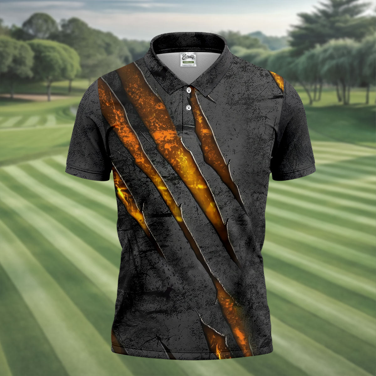 Yellow Claw Marks Hawaiian Golf Shirt, Scratch Print Men's Golf Shirt, Polo Shirts For Men