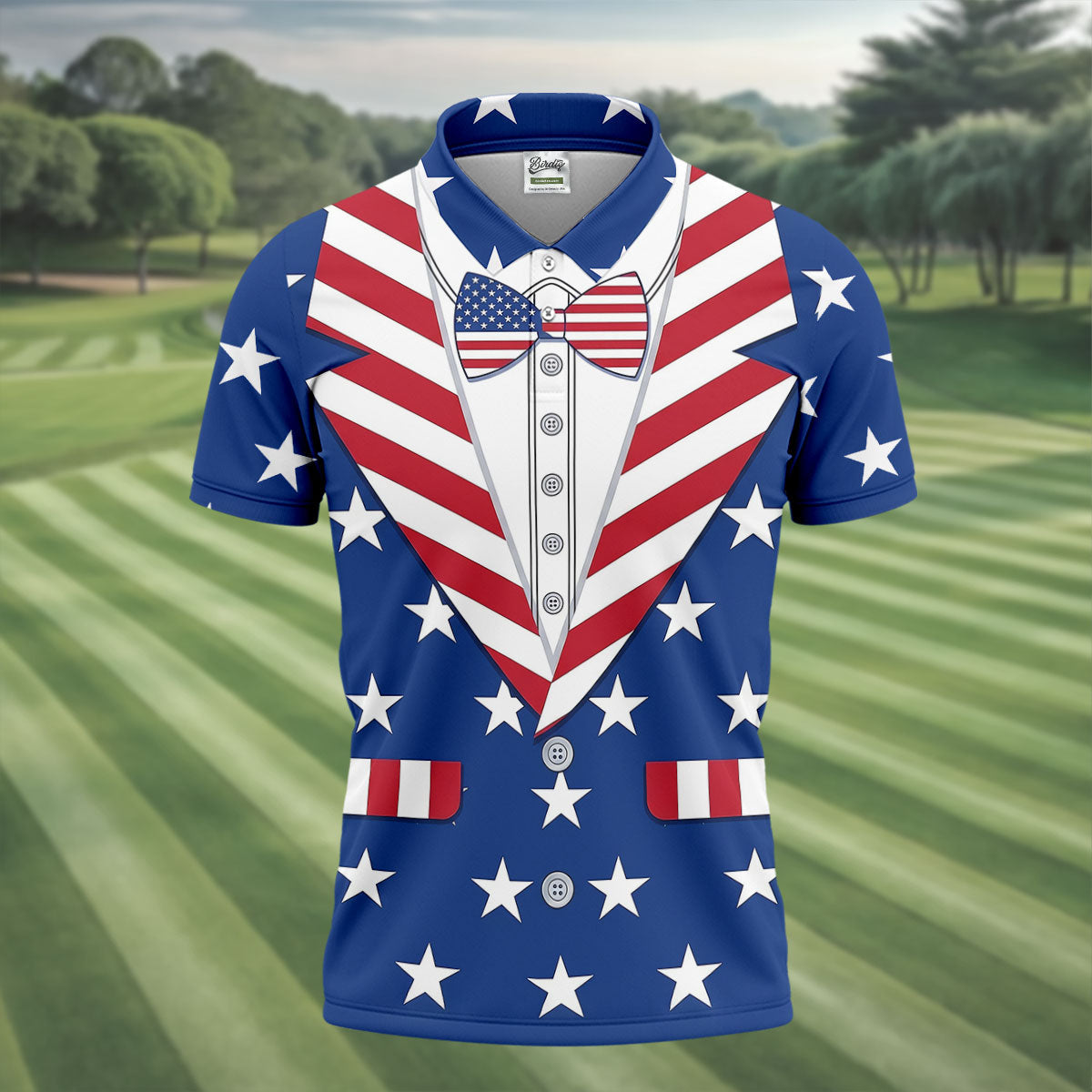 US Flag Costume Patriotic 4th Of July Golf Shirt, 250th Anniversary Polo Shirt Men