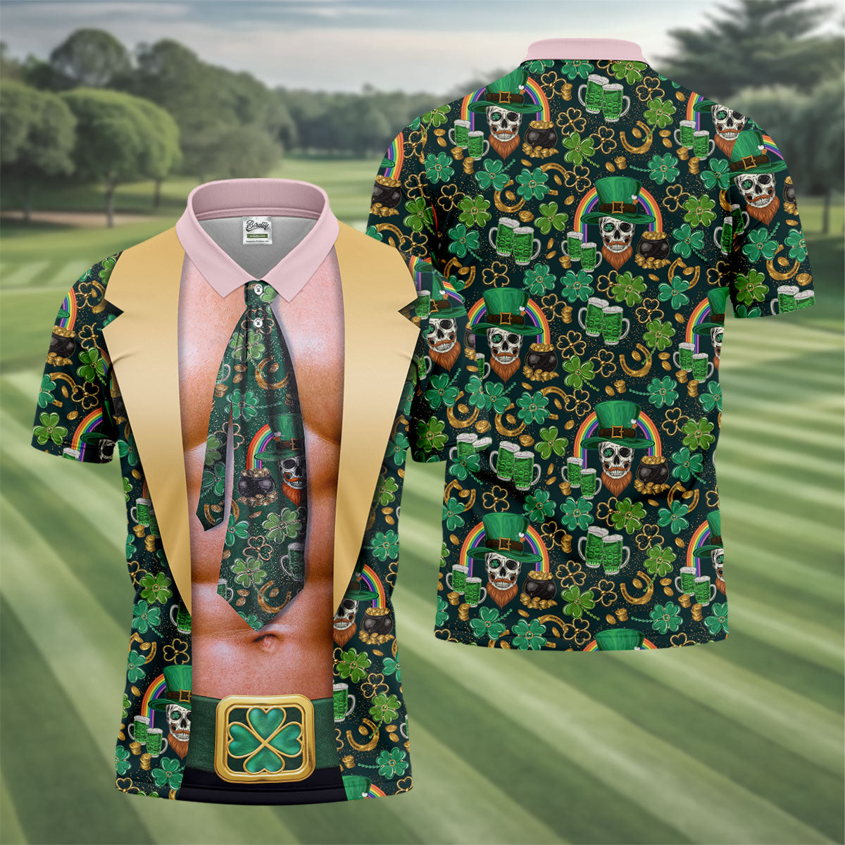 Funny Costume Shamrock St Patrick's Day Golf Shirt, Performance Golf Shirt, Polo ShirtFor Men