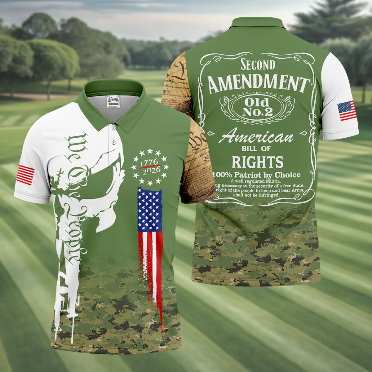 American Bill Of Rights Father's Day Camo Golf Shirt, 250 Years 4th Of July Polo Shirt Men