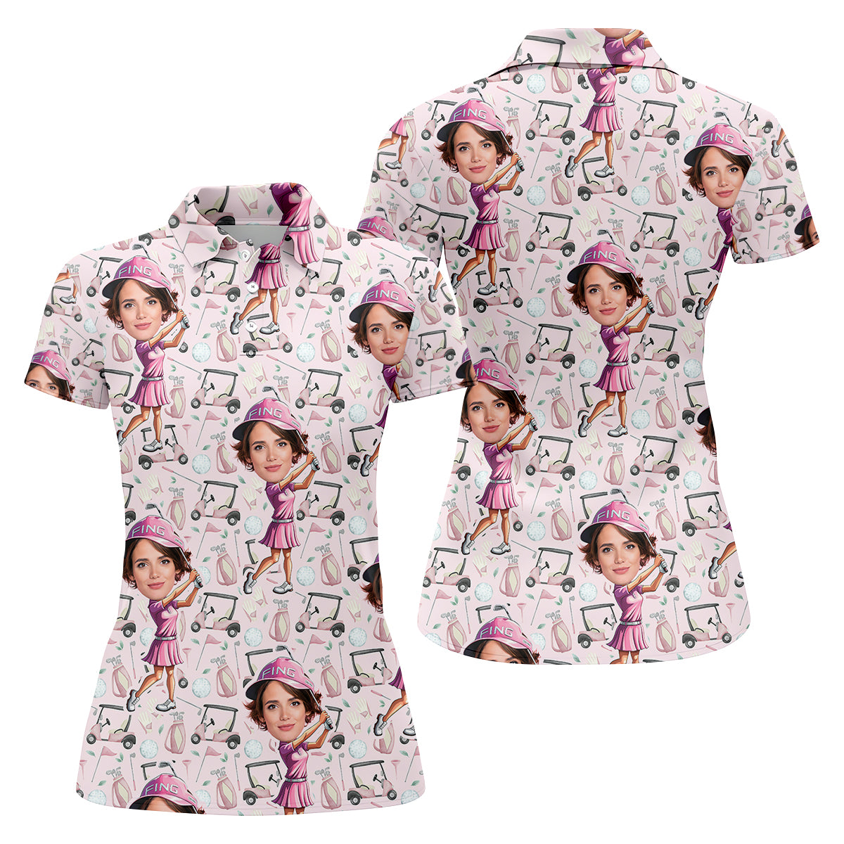 Custom Face Golf Shirt, Funny Womens Golf Polo ShirtMothers Day Shirt
