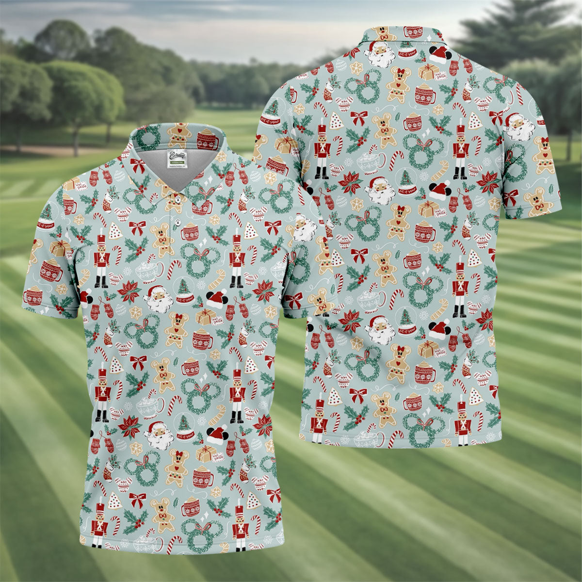 Cute Cartoon Christmas Sweets Golf Tops For Men, Christmas Golf Shirt, Polo ShirtFor Men, Golf Gift For Men