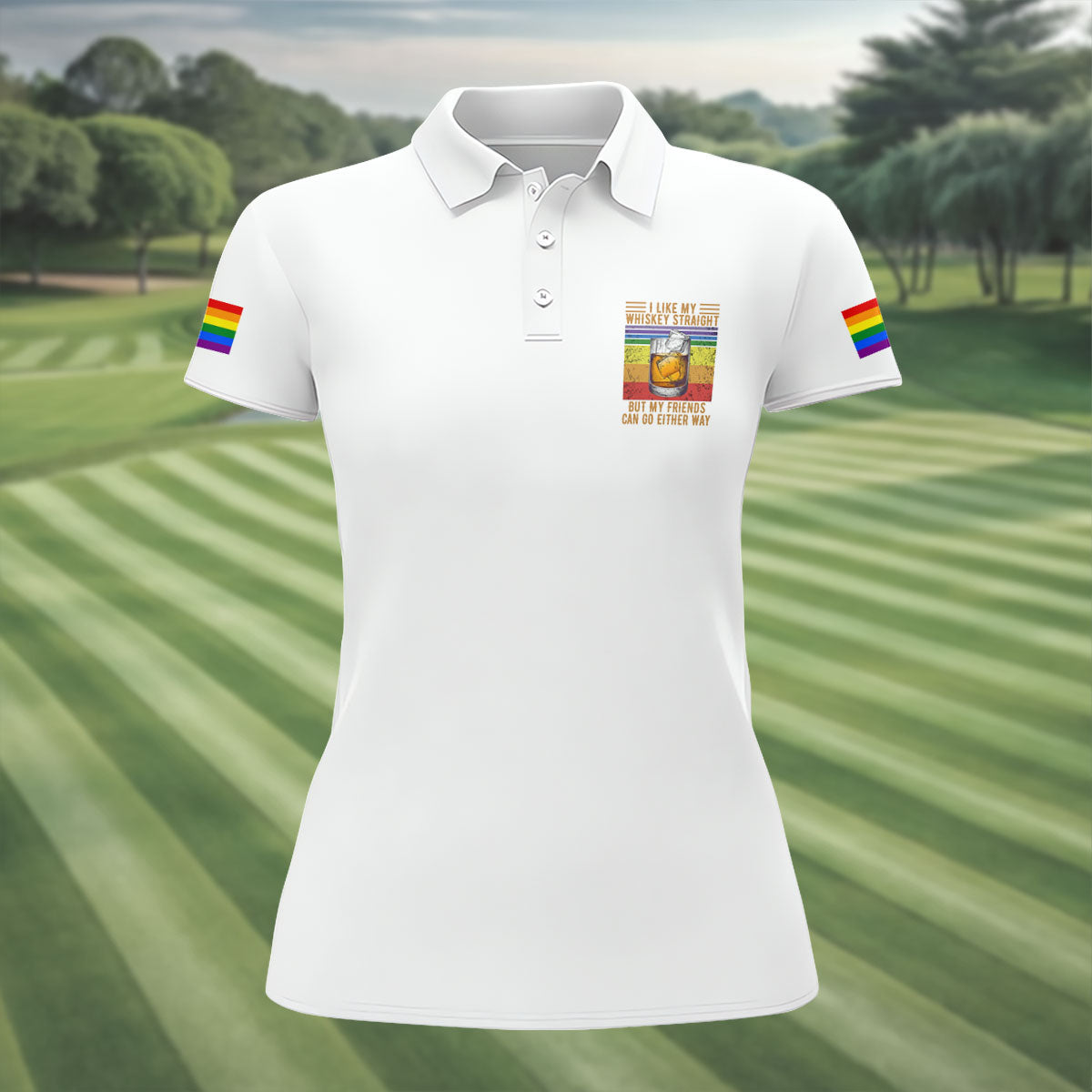 I Like My Whiskey Straight LGBT Pride Month Fun Women's Golf Shirts, LGBT Support Pride Shirt