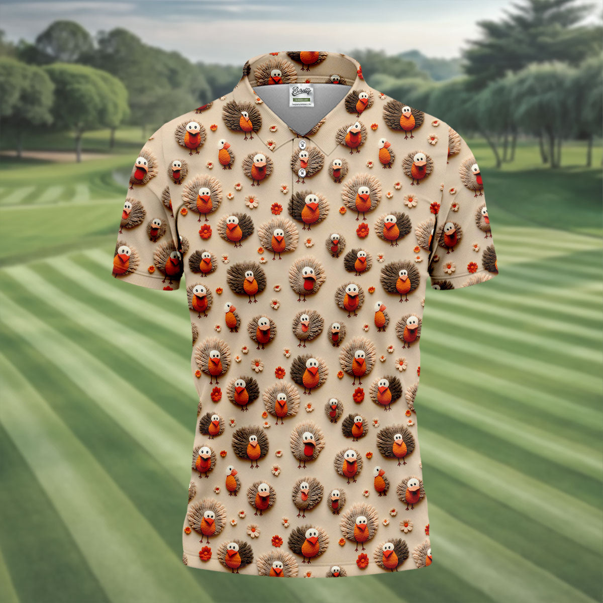 Little Turkey Thanksgiving Golf Tops For Men, Fun Golf Shirts For Men, Polo ShirtFor Men, Golf Gift For Men