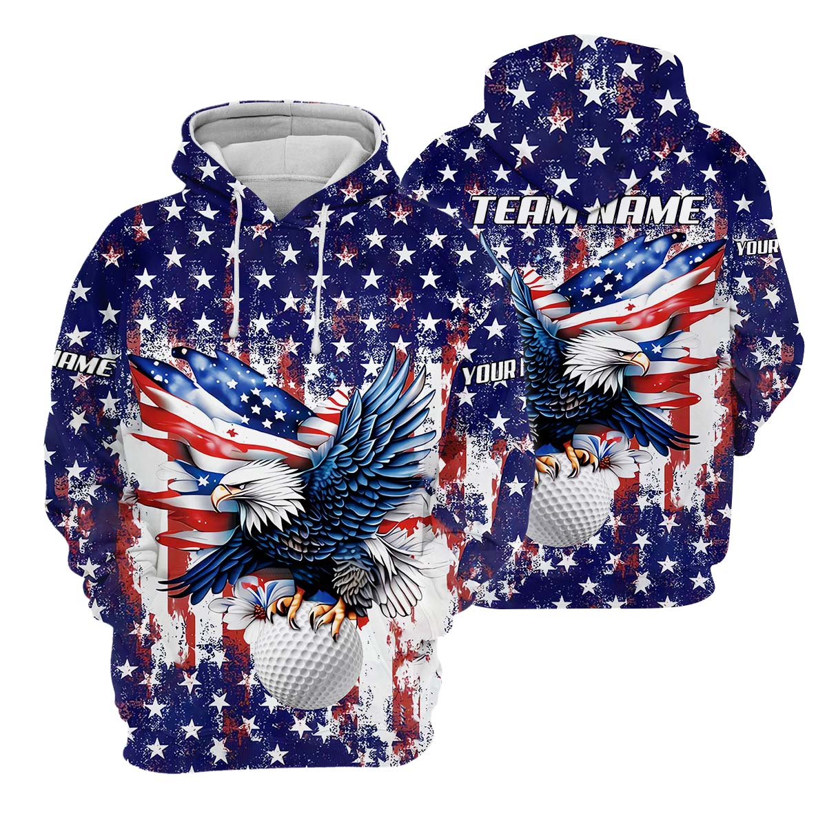 American Eagle And Star Custom Golf Polo ShirtGift For Golfers, Golf Gift Ideas, America 250 Anniversary Golf Shirt