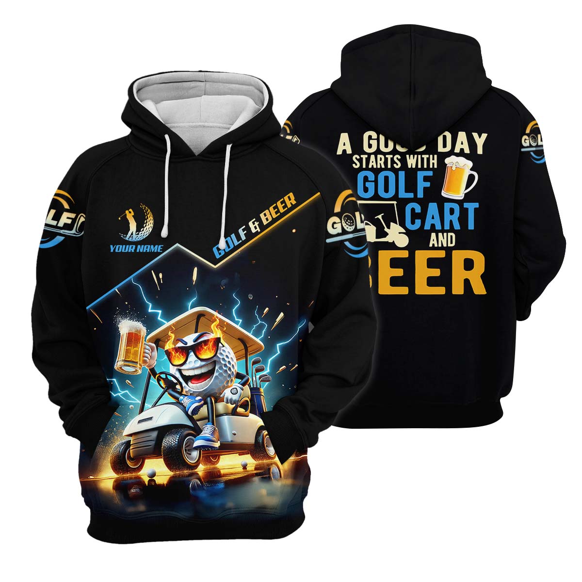 A Good Day Starts With Golf Cart & Beer Custom Golf Polo ShirtFunny Golf Shirt, Golf Gift For Men