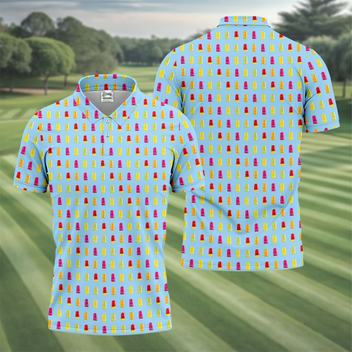 Colorful Popsicle Summer Pattern Golf Shirt, Mens Golf Polo, Printed Golf Shirts