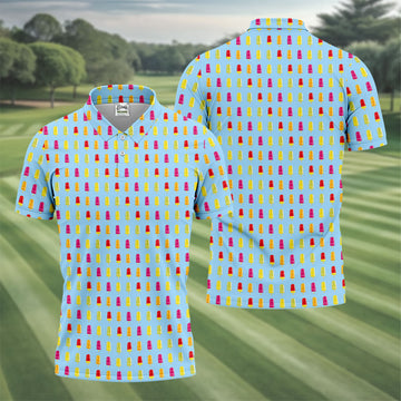Colorful Popsicle Summer Pattern Golf Shirt, Mens Golf Polo, Printed Golf Shirts