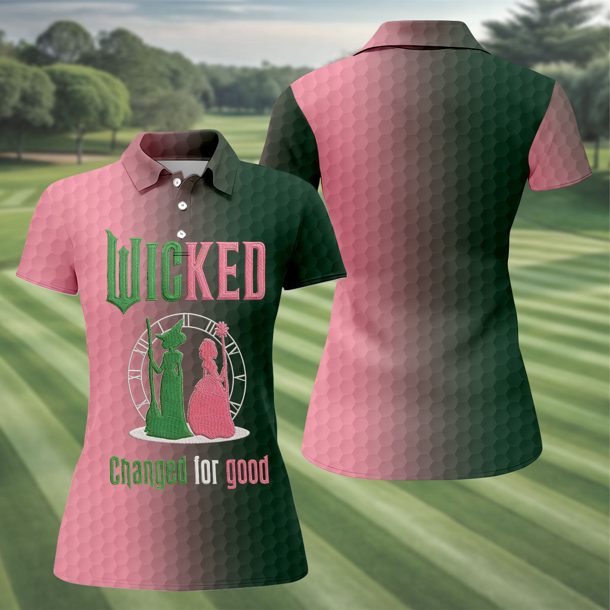 Wicked Changed For Good Embroidered Golf Shirt, Women's Golf Polo, Printed Golf Shirt