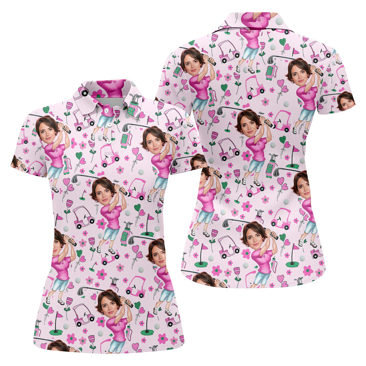 Custom Face Funny Womens Golf Polo ShirtLadies Golf Shirt, Mothers Day Gifts