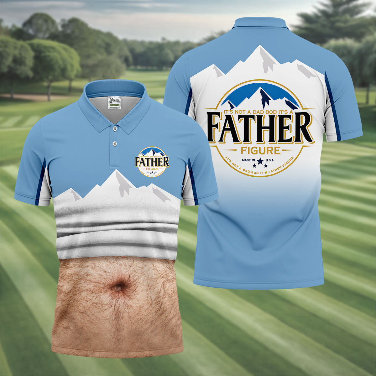 It's Not A Dad Bod It's A Father Figure Men's Funny Golf Polo Shirther's Day Golf Shirt, Golf Gift For Dad