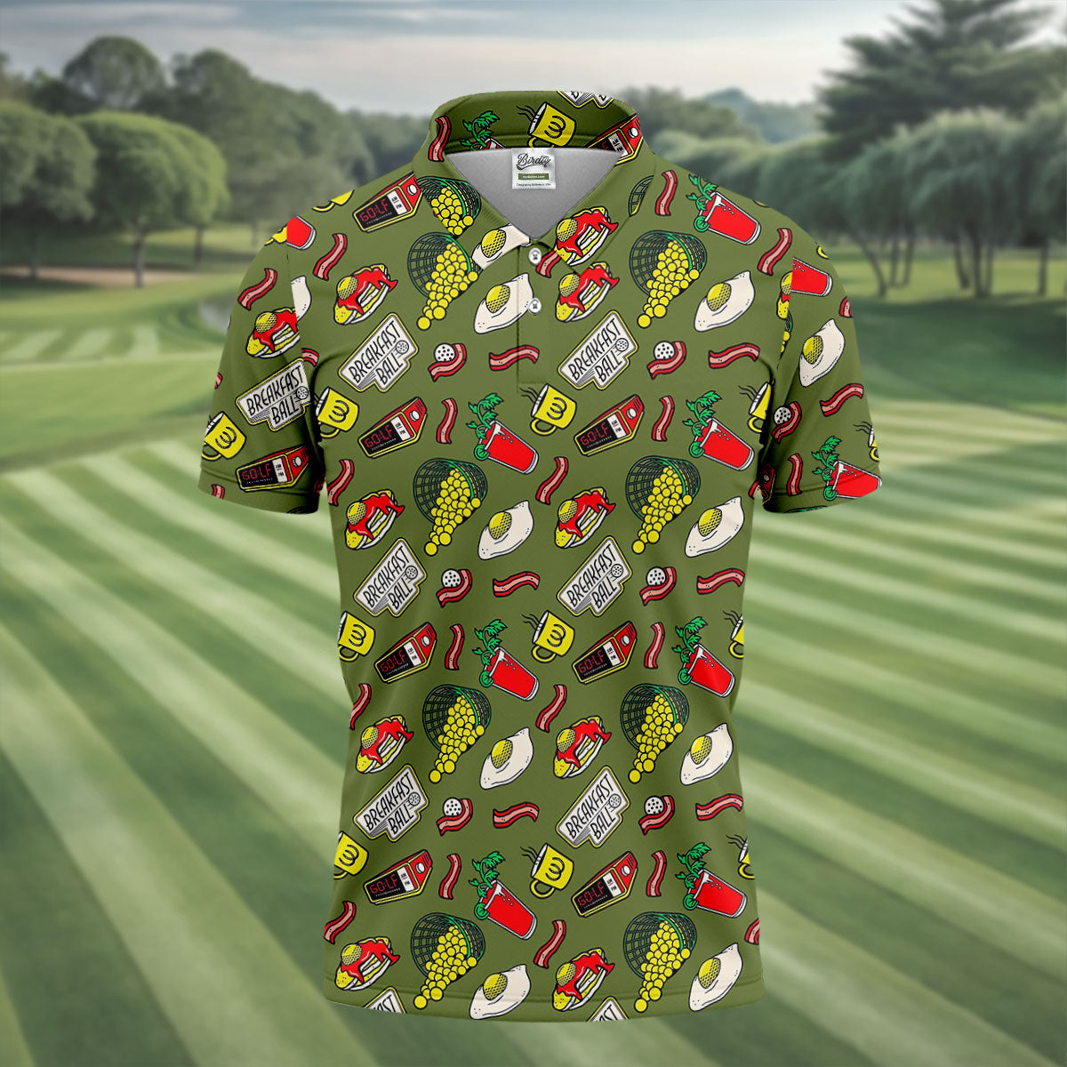 Breakfast Balls Golf Tops For Men, Men's Funny Golf Shirts, Golf Shirts For Men, Polo Shirtor Men
