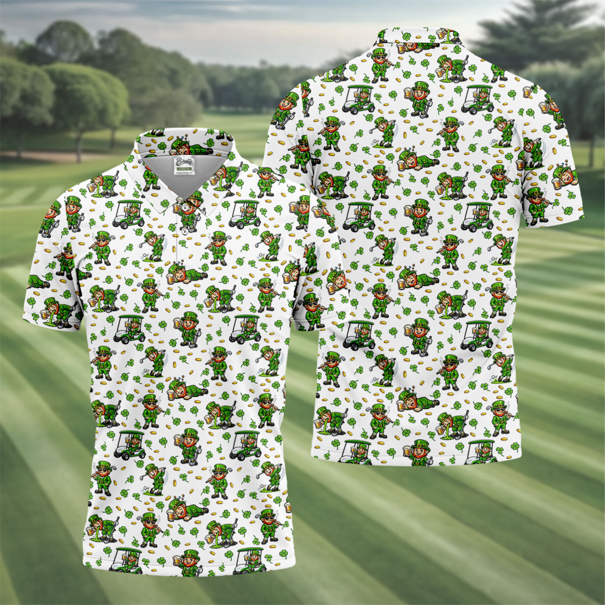 Funny Leprechaun Golf And Beer Shamrocks St Patrick's Day Golf Shirt, Golf Tops For Men, Polo For Men