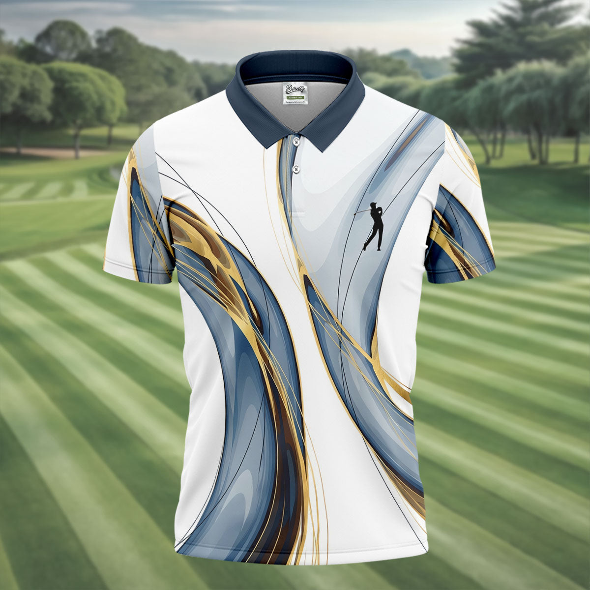 Abstract Line Art Retro Golf Shirt, Golf Shirts For Men, Polo Shirtor Men, Golf Gift For Men