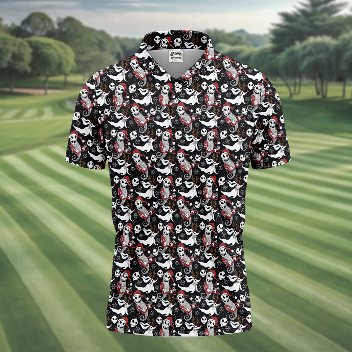 Horror Christmas Black Golf Shirt, Christmas Golf Shirt, Polo ShirtFor Men, Golf Gift For Men