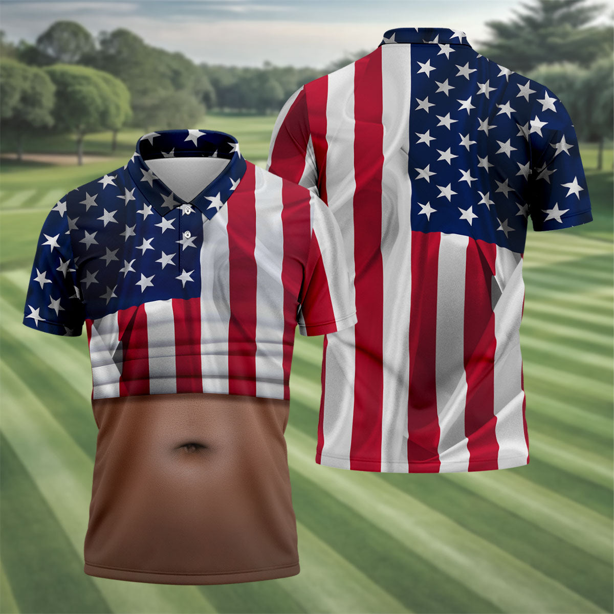 US Flag Pattern 250 Years Men's Funny Golf Polo Shirts, Father's Day Golf Shirt, Golf Gift For Dad