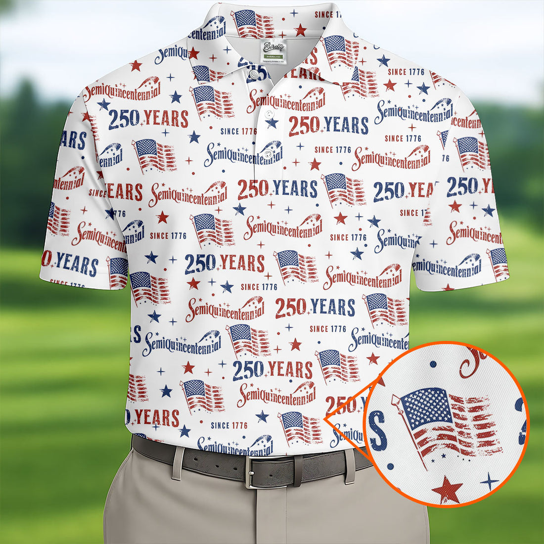 Semiquincentennial 250 Years Since 1776 Golf Tops For Men, 4th Of July Patriotic Golf Shirts For Men