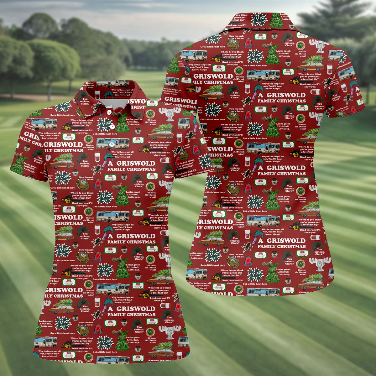 A Griswold Family Christmas Women's Golf Tops, Christmas Golf Shirt, Ladies Golf Polos, Golf Gift For Ladies