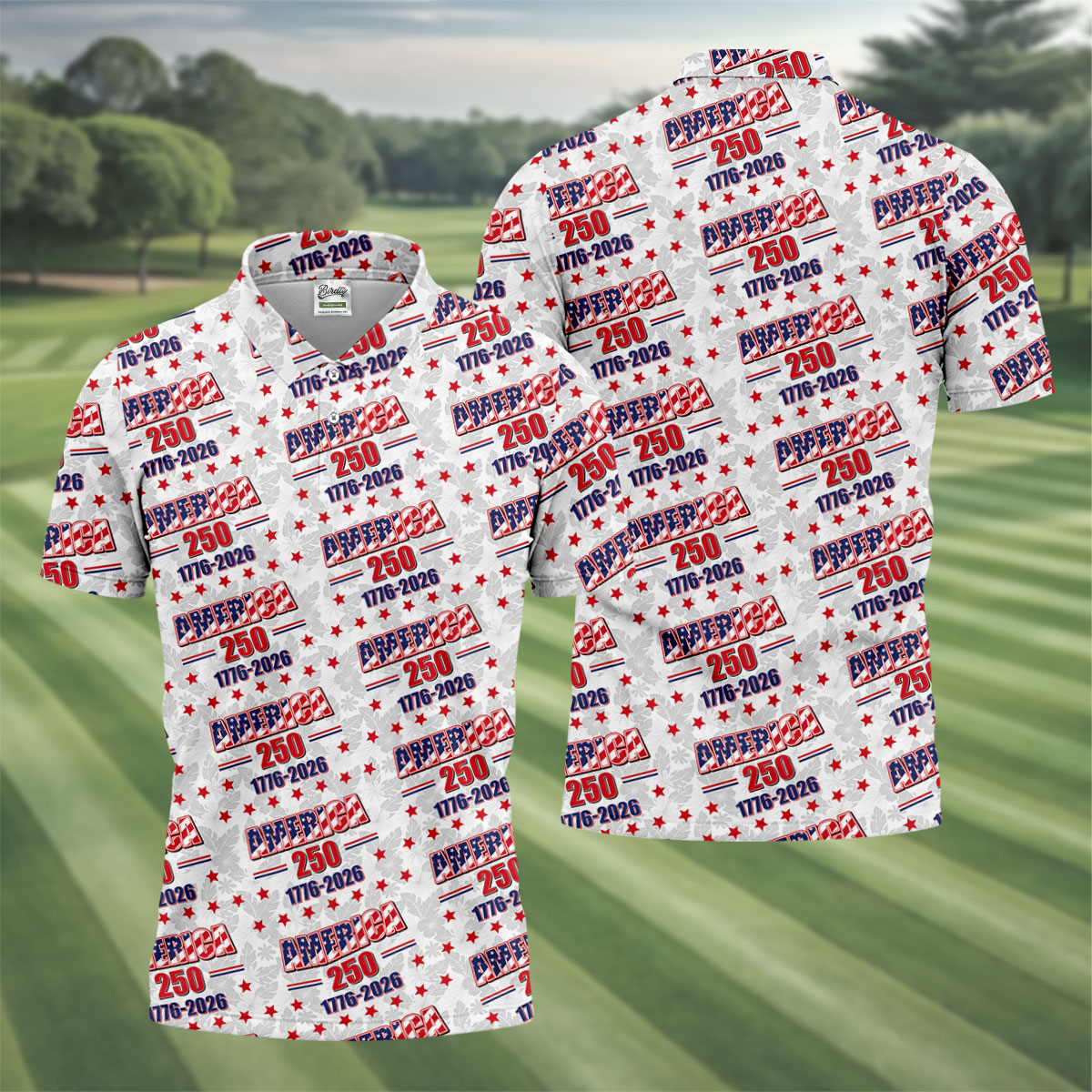 America 250 Tropical Floral 4th Of July Golf Shirt, Patriotic Golf Shirt, Golf Shirts For Men