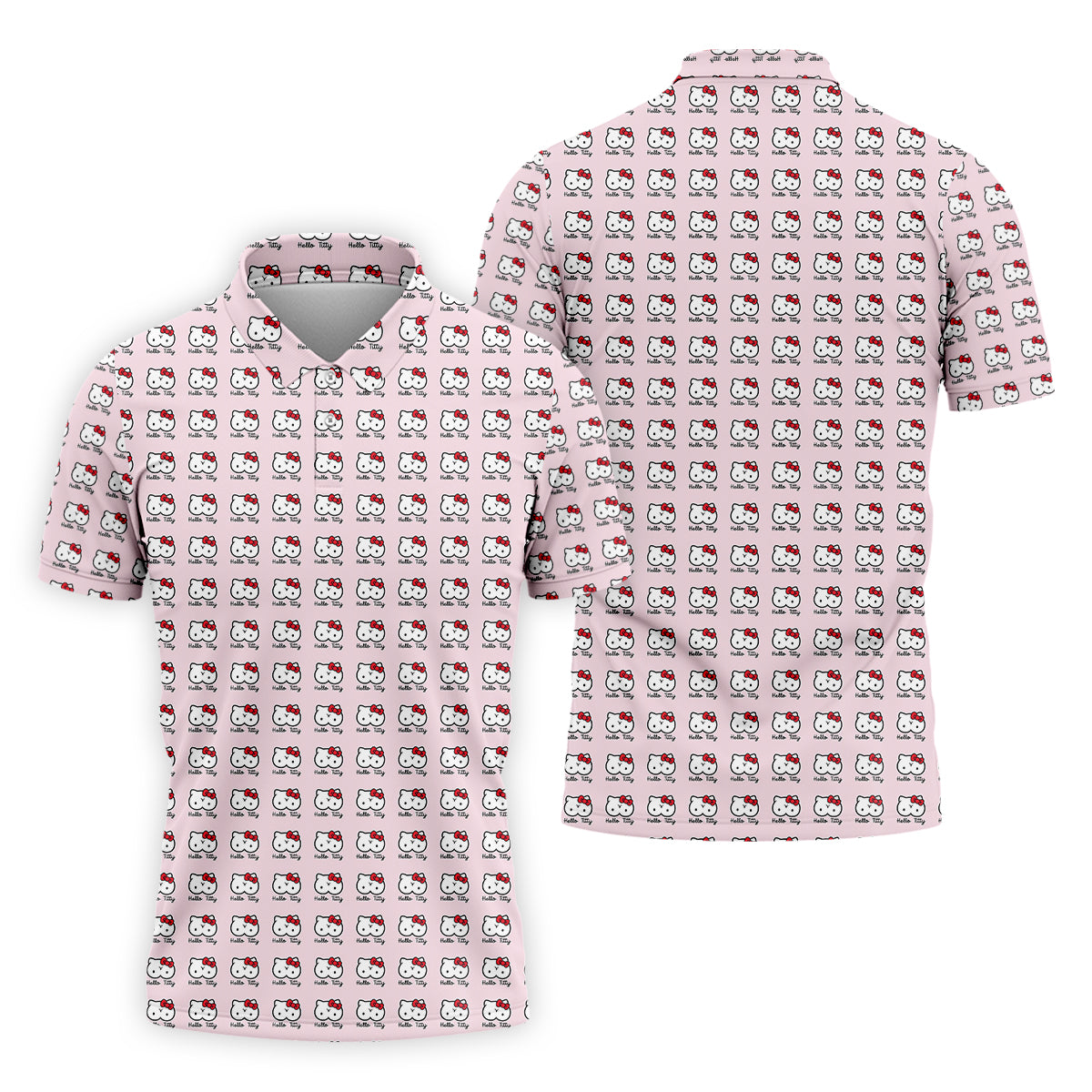 Kity Cat Funny Men's Golf Polo ShirtDad Golf Shirt, Christmas Golf Gift