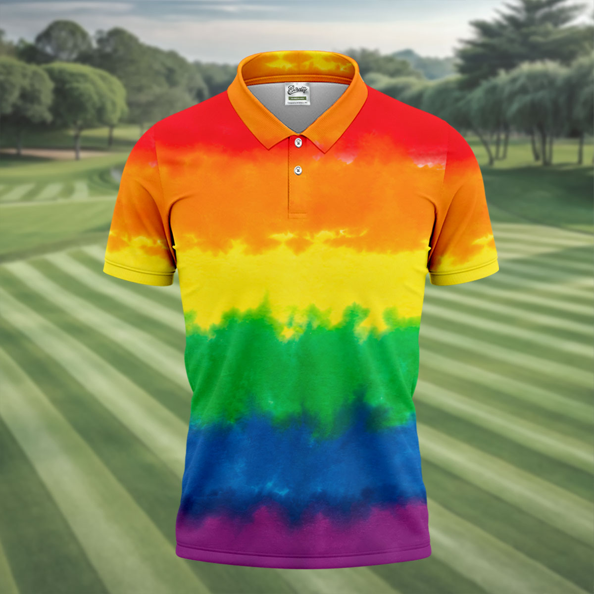LGBT Rainbow Pride Month Celebrate Tie-Dye Print Golf Tops For Men, Pride Colors Golf Shirts For Men