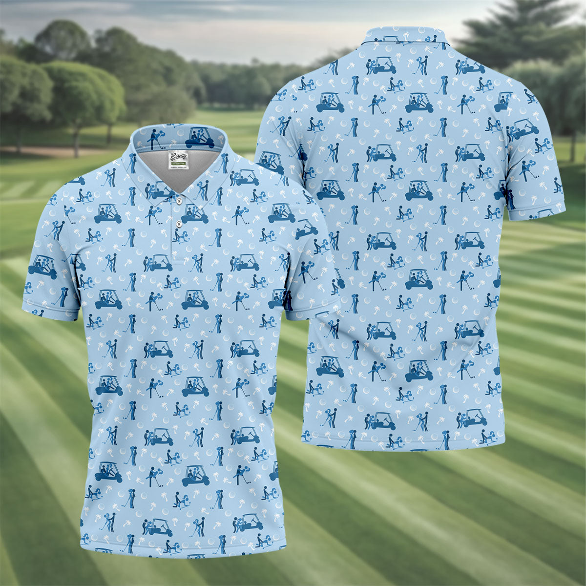Naughty Couple Stick Figure Blue Funny Golf Shirt, Adult Humor Polo ShirtFor Men, Golf Shirts For Men