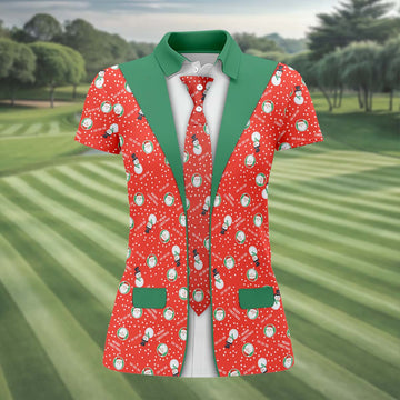 Ho Ho Ho Merry Christmas Funny Print Women's Golf Tops, Christmas Golf Shirt, Ladies Golf Polos
