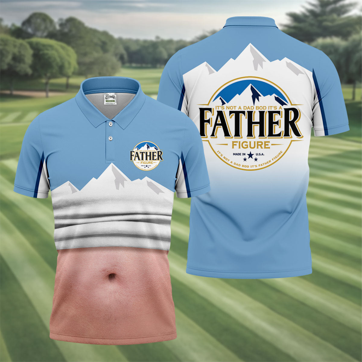It's Not A Dad Bod It's A Father Figure Men's Funny Golf Polo Shirther's Day Golf Shirt, Golf Gift For Dad
