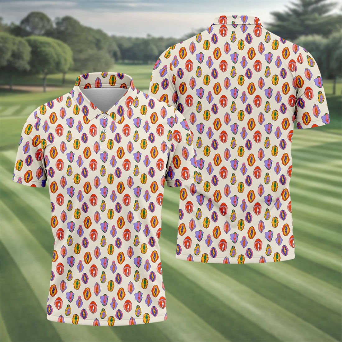 Colorful Abstract Feminine Pattern Golf Shirt, Funny Golf Shirt, Men's Golf Shirt, Polo Shirts For Men