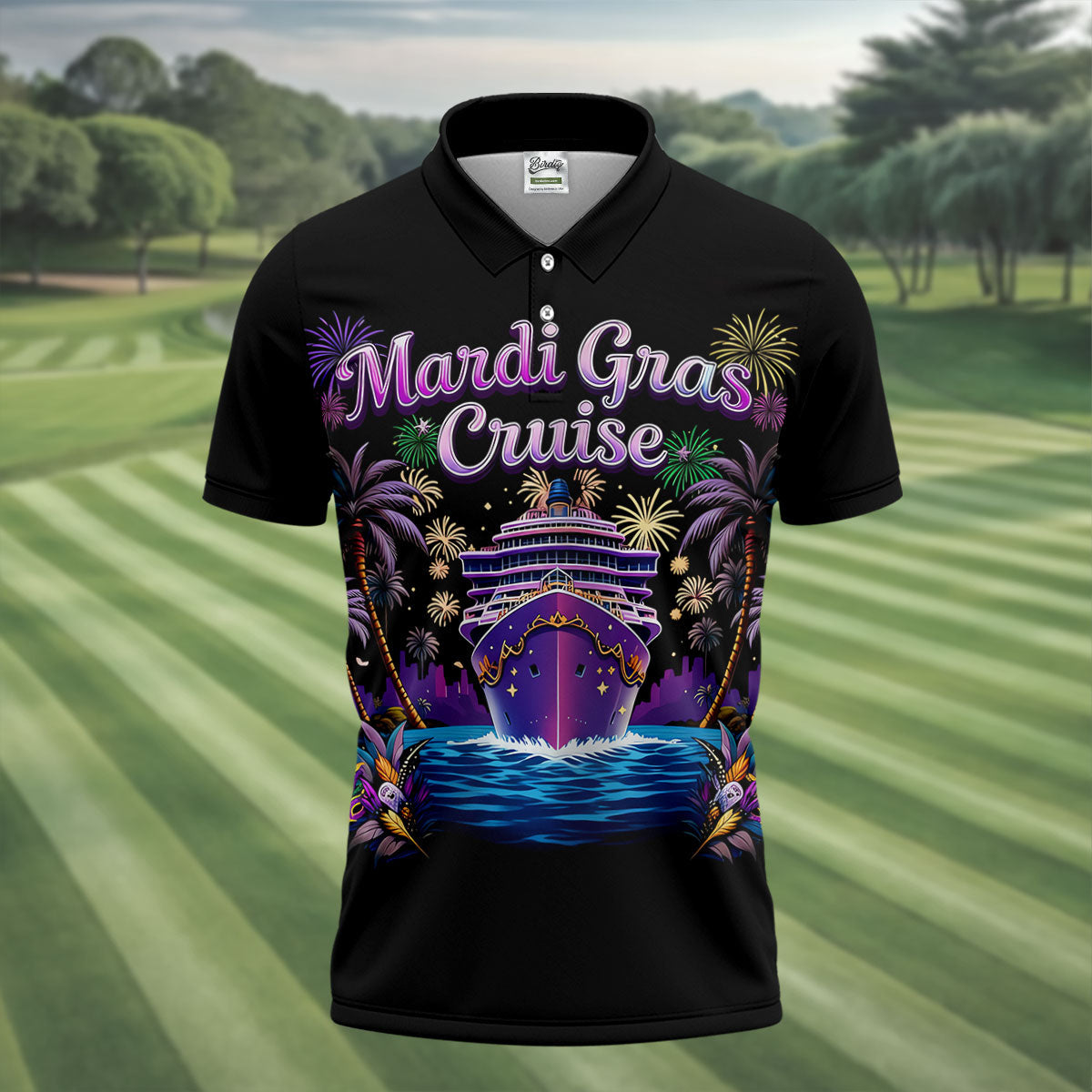 Mardi Gras Cruise Festive Theme Golf Tops For Men, Polo ShirtFor Men, Golf Shirts For Men