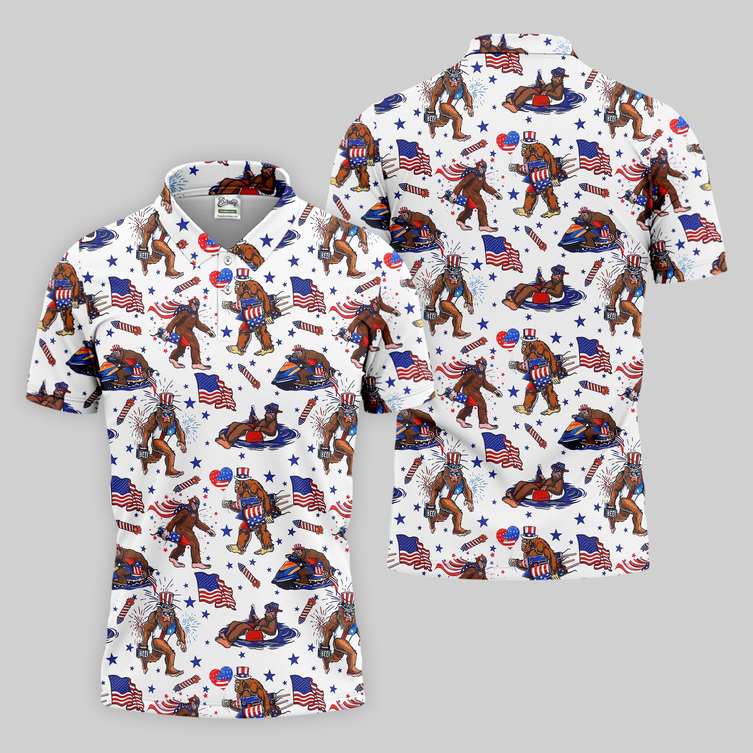 Bigfoot Sasquatch Funny Golf Polo ShirtAmerica 250 Anniversary Golf Shirt, 4th Of July Polo