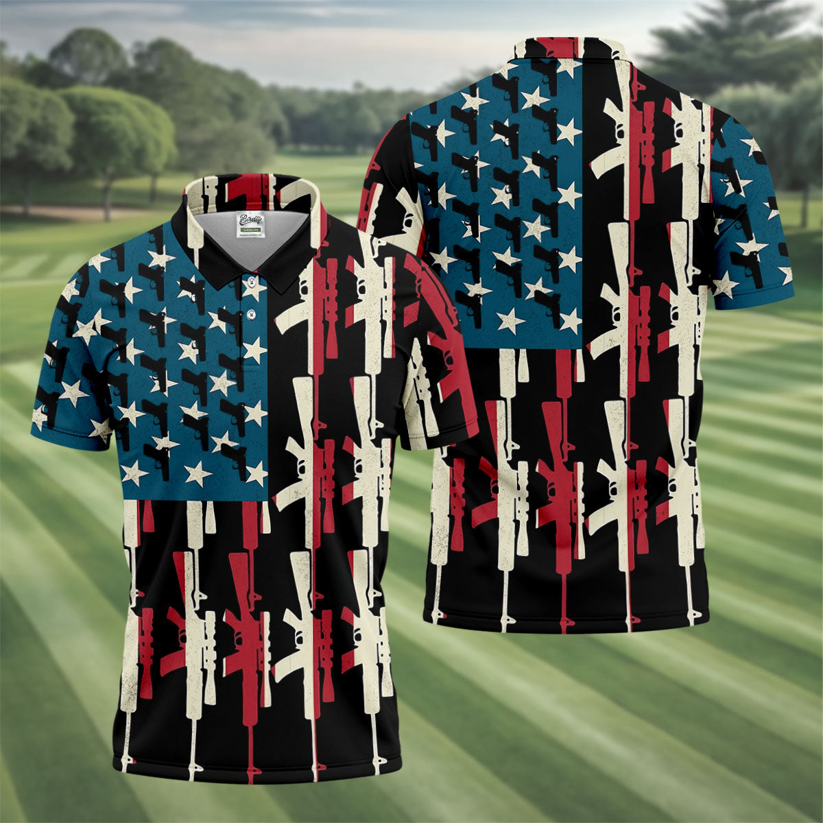 American Flag Pattern Army Theme Patriotic Golf Shirt, 250th Anniversary Golf Shirts For Men, Polo Shirt Men